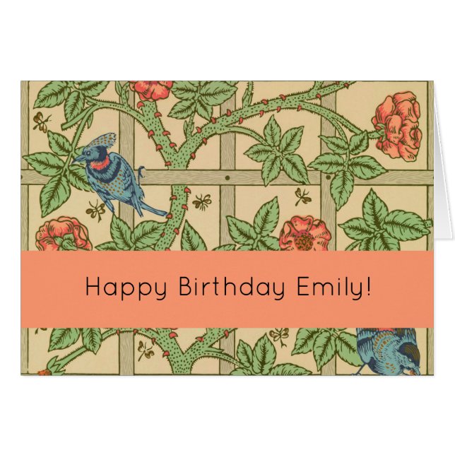 Cartão William Morris Trellis Classic Wallpaper Design (Frente Horizontal)