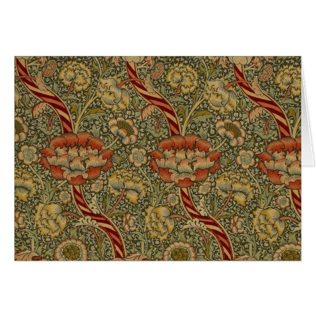 Cartão William Morris Wandle English Floral Damask Design (Frente Horizontal)