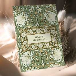 Cartão William Morris White e Green Pimpernel Birthday