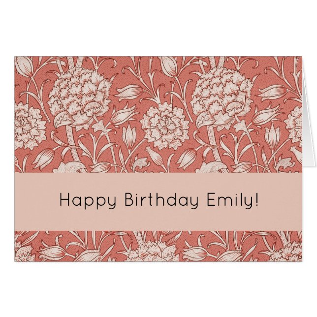 Cartão William Morris Wild Tulip Clássico Design vitorian (Frente Horizontal)