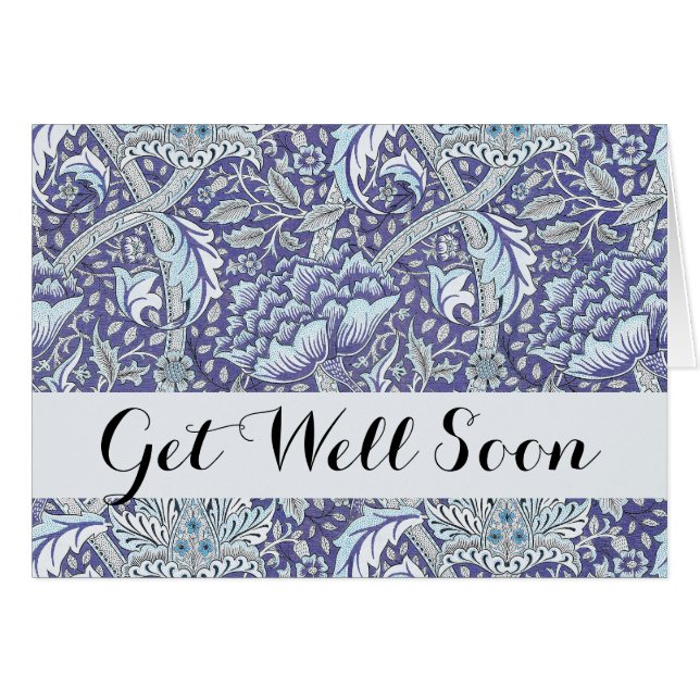 Cartão William Morris Windrush flores florais azuis (Frente Horizontal)