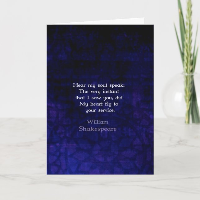 Cartão William Shakespeare Romantic Love Quote (Frente)