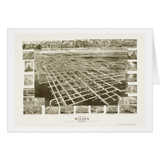 Cartão Wilson, mapa panorâmico do NC - 1908 (Frente Horizontal)