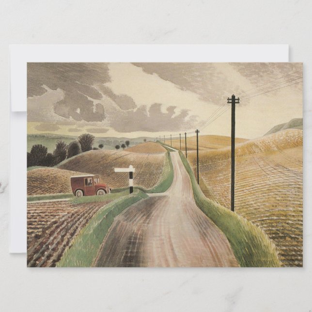 Cartão Wiltshire Landscape (por Eric Ravilious) (Frente)