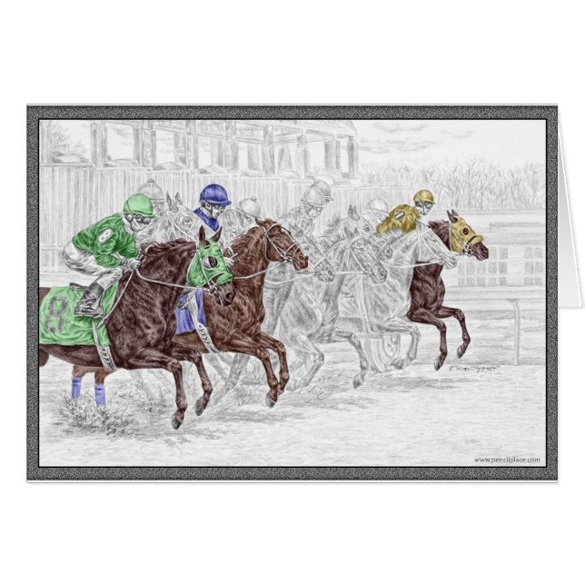 Cartão Win Place Show Race Horses (Frente Horizontal)