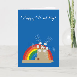 Cartão Windmill at a rainbow background