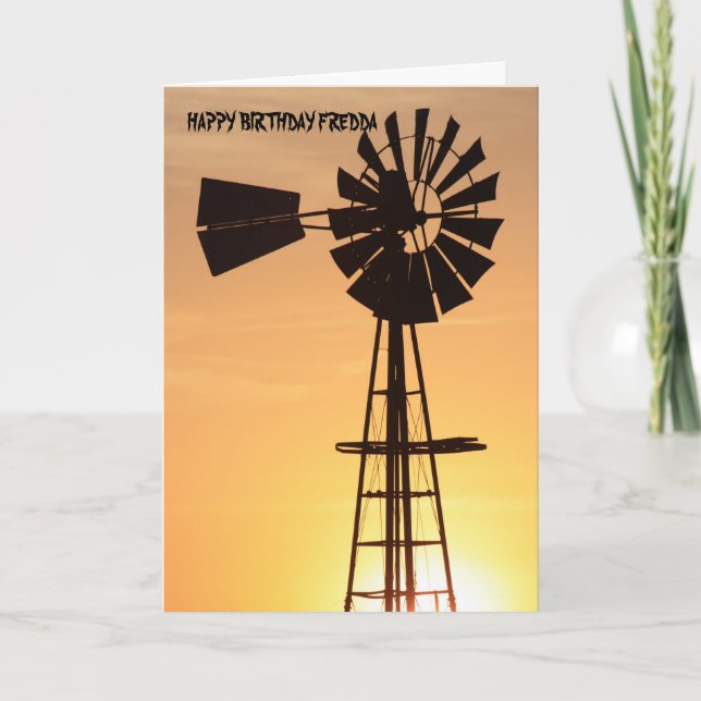 Cartão Windmill Silhouette Birthday Card (Frente)