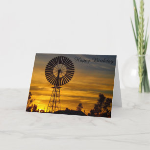 Cartão Windmill Sunset birthday card