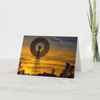 Cartão Windmill Sunset birthday card