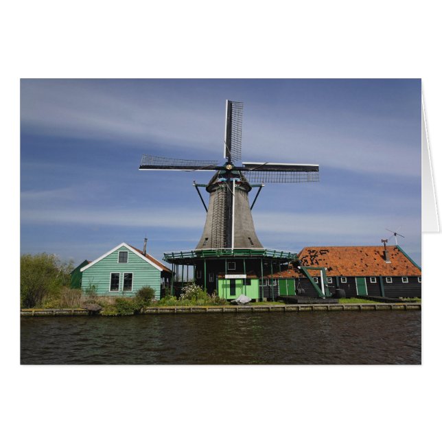 Cartão Windmill, Zaanse Schans, Holanda, Países Baixos 3 (Frente Horizontal)