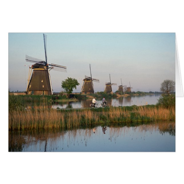 Cartão Windmills, Kinderdijk, Países Baixos (Frente Horizontal)