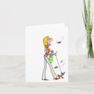 Cartão Windy Walking Women Notecard