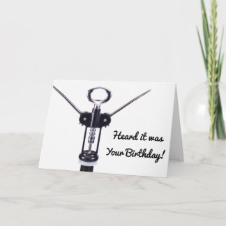Cartão Wine Corkscrew Happy Birthday Party