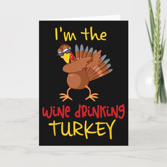 Cartão Wine Drinking Turkey Matching Family Thanksgiving  (Frente)