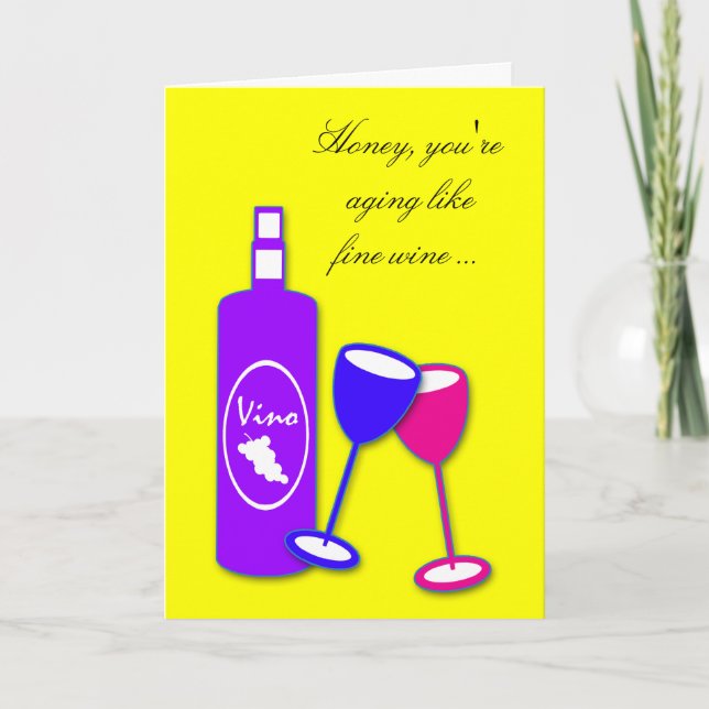Cartão Wine Theme  Birthday Wishes Greeting Card (Frente)