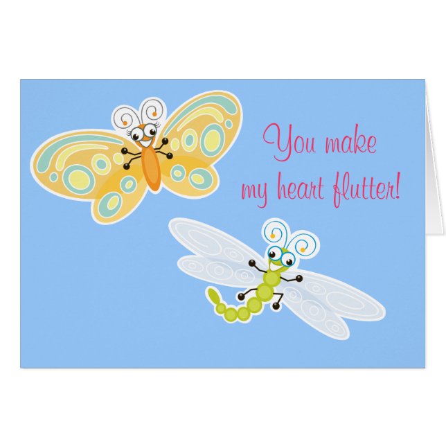 Cartão Wing-Nutz™_Fluttering Buddies_ Meu coração flutter (Frente Horizontal)