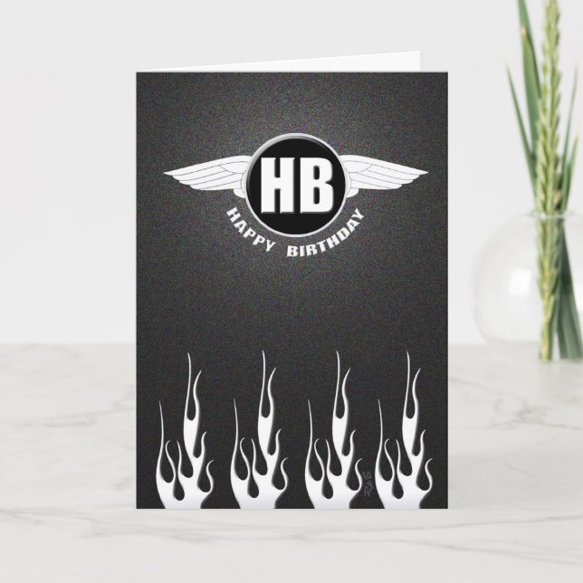 Cartão Wings & Flames : Biker Birthday (Frente)