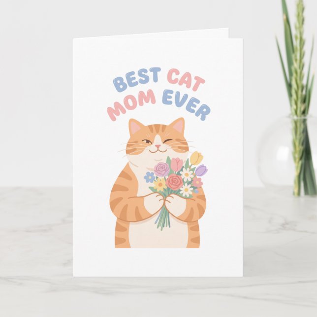 Cartão Winking Ginger Tabby Cat Mother's Day Art (Frente)
