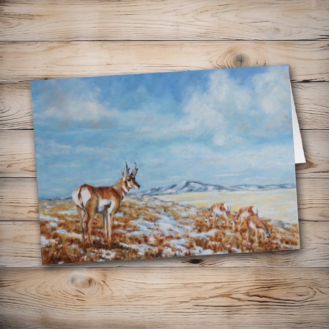 Cartão Winter Antelope in Wyoming Greeting Card (Criador carregado)