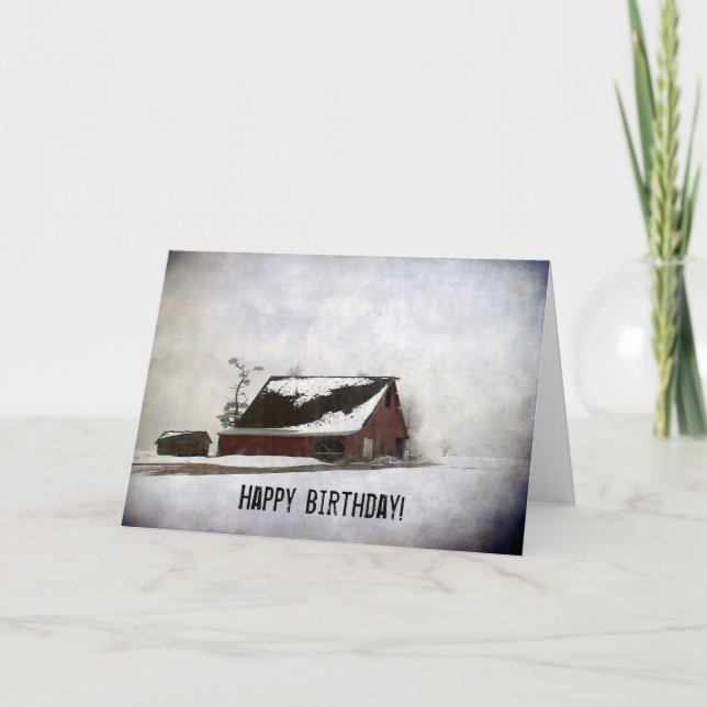 Cartão Winter Barn, Happy Birthday! (Frente)
