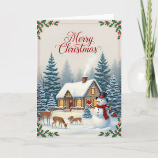 Cartão Winter Cabin Serenity Merry Christmas Card