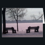 Cartão WINTER CARD: Lago Harriet "Benches", Mpls., MN,<br><div class="desc">VAZIO DENTRO: Lago Harriet Parkway, Minneapolis, Minnesota</div>