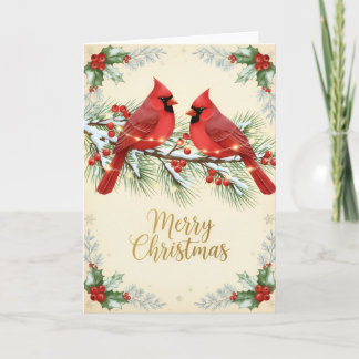 Cartão Winter Cardinals Merry Christmas Card