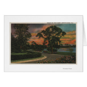 Cartão Winter Haven, Flórida - Sunset View do Lago