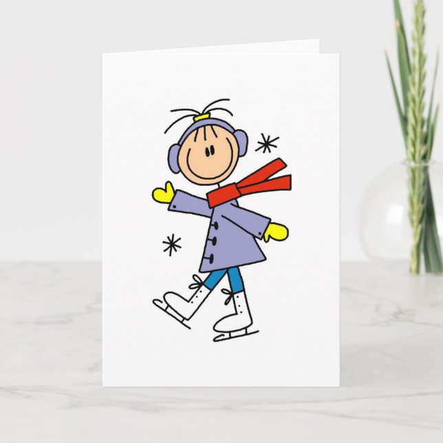 Cartão Winter Ice Skating (Frente)