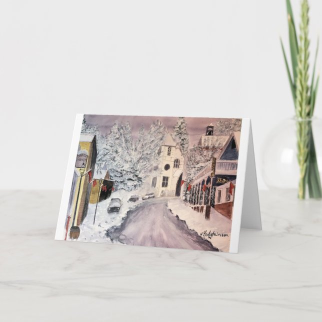 CARTÃO WINTER IN NEVADA CITY CA, WATERCOLOUR, (Frente)