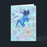 Cartão Winter Snowflake Fairy Cat Fantasy Art Card<br><div class="desc">Winter Snowflake Fairy Cat Fantasy Art Card
 All Images Copyright Carrie Hawks "TigerpixieArt", 
 Tigerpixie Art Studio. All rights reserved by artist.

You may also like this product featuring the same image... </div>