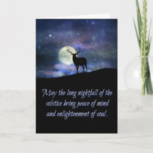 Cartão Winter Solstice Blessings Card Elk and Moon