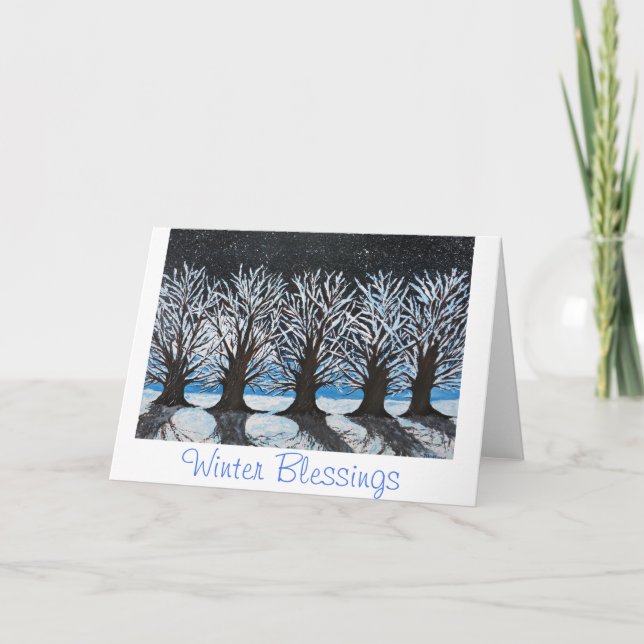Cartão Winter Solstice . Blessings . Christmas Snow Card (Frente)