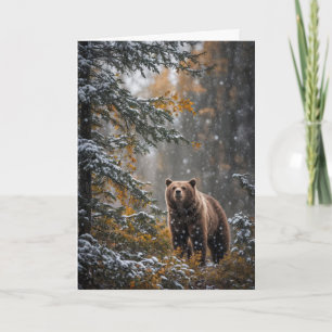 Cartão Winter Solstice Yule Saudações Floresta Selvagem