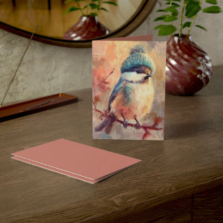 Cartão Winter Songbird in Knit Hat | Ash Greeting