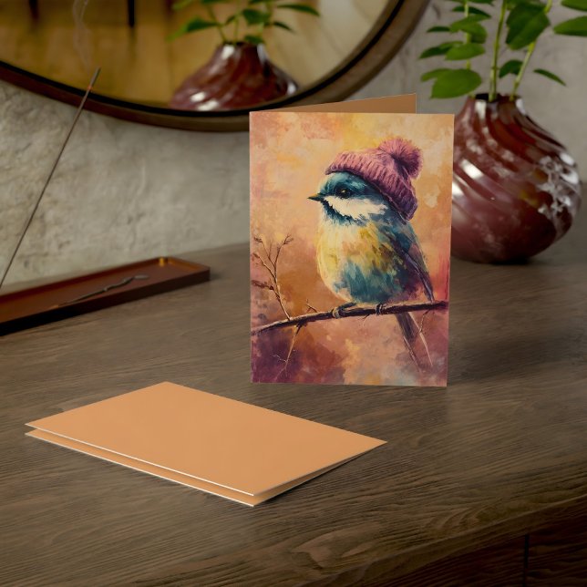 Cartão Winter Songbird in Knit Hat | Tumbleweed Greeting (Criador carregado)