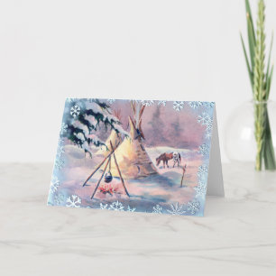 Cartão WINTER TIPI FIRE & APPALOOSA by SHARON SHARPE