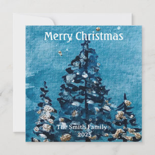 Cartão Winter Watercolor Vintage Festive Christmas