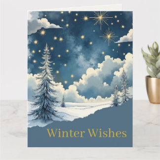 Cartão Winter Wishes Snowy Night Greeting Card