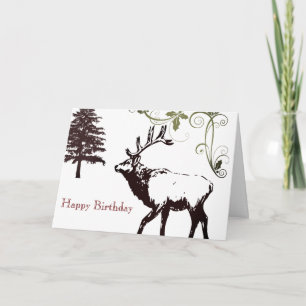 Cartão Winter Wonder Land Wild Elk Happy Birthday
