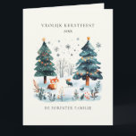 Cartão Winter Woodland Vrolijk Kerstfeest Saudação<br><div class="desc">Para a família no Natal. Vrolijk Kerstfeest,  da floresta de inverno,  que pode ser personalizado na frente e na dentro. Para amigos e família este Natal.</div>