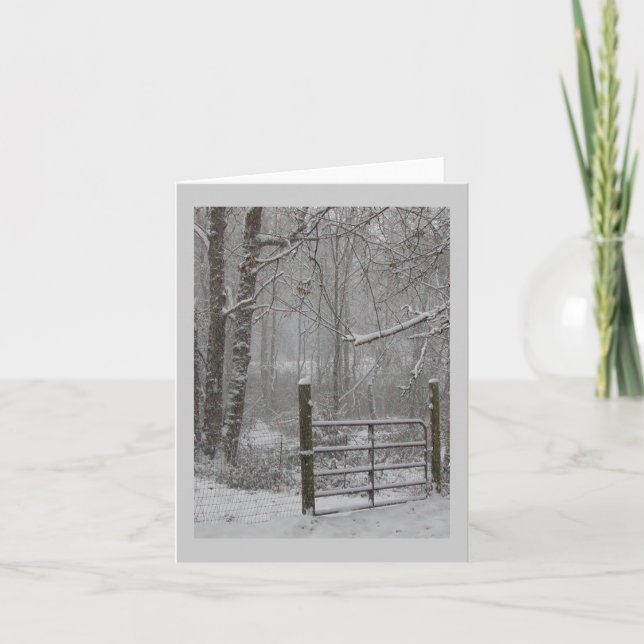 Cartão Winter woods snow scene greeting cards (Frente)