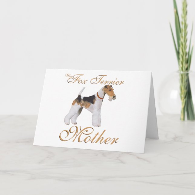 Cartão Wire Fox Terrier Dia das Mães (Frente)