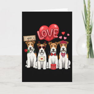 Cartão Wire Fox Terrier Eu Late Para Você Arco Corações S