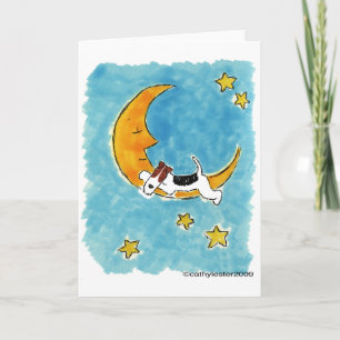 Cartão Wire fox terrier on the moon