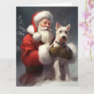Cartão Wire Fox Terrier Papai Noel Natal Festivo