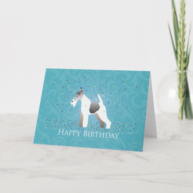 Cartão Wire Fox Terrier Silhouette Birthday Design (Frente)