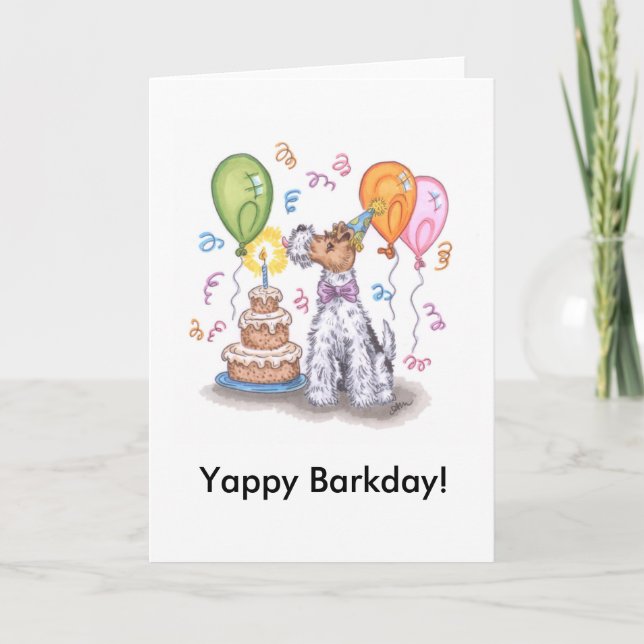 Cartão Wire fox terrier Yappy barkday card w/ envelope (Frente)