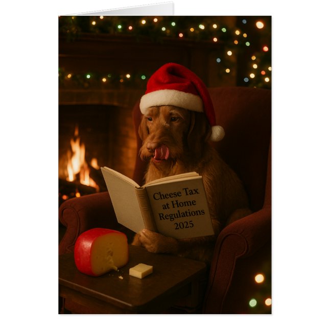Cartão Wire haired Vizsla 'Cheese Tax' Christmas card (Frente)