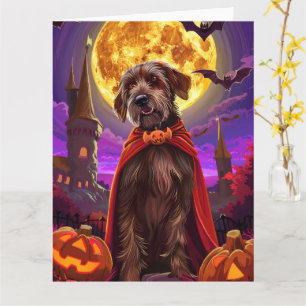 Cartão Wirehaired Apontando Griffon Vampire Pumpkins Assu